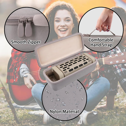 Tan Hard Shell Protective Storage Case for Outdoor Portable Bluetooth 5.4 Speaker