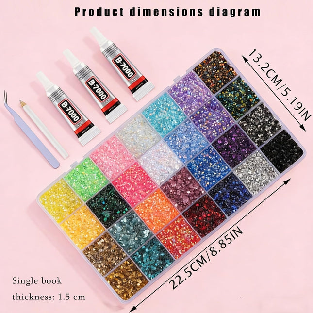 28 Colors Resin Jelly Gems Bedazzling Kit with 3mm Flatback Rhinestones and Glue
