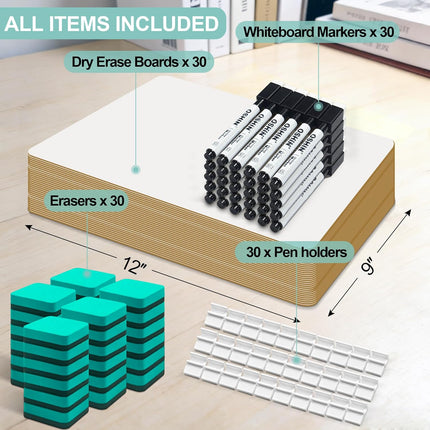 30-Pack Small Double-Sided White Boards, 9" x 12"