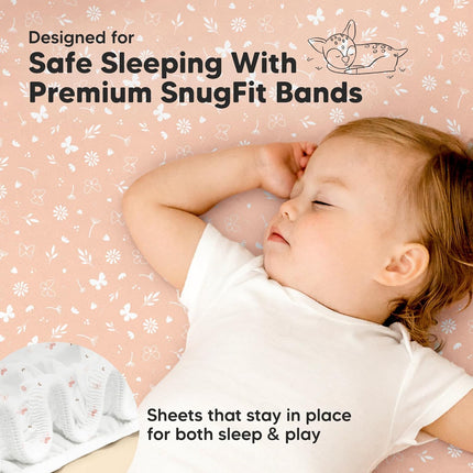 Pack and Play Fitted Sheets - 2-Pack Mini Crib Sheets, Butterflies