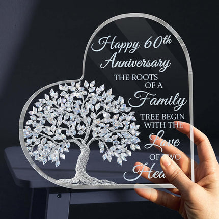 60th Wedding Anniversary Heart Acrylic Plaque