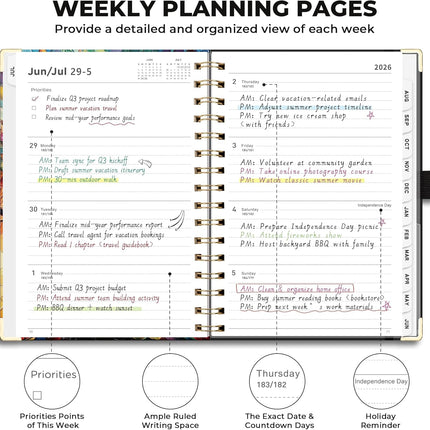 Academic Planner 2026-2027, July 2026-June 2027, Weekly & Monthly, 5.7 x 8.3, Hardcover Spiral-Bound Agenda, Colourful Tree