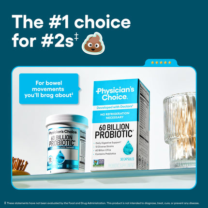 Physician's Choice 60 Billion CFU Probiotics supplement facts and strain breakdown label