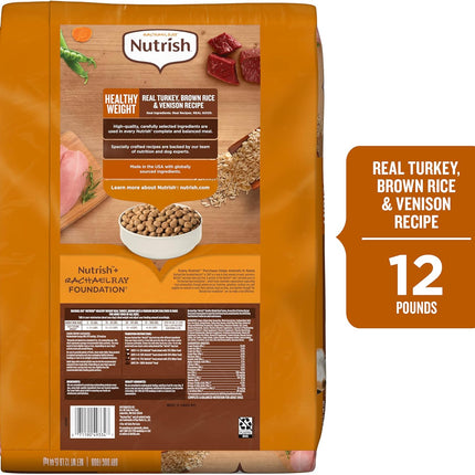 Healthy Weight Adult Dry Dog Food with Real Turkey, Brown Rice & Venison Recipe, 12 lb Bag