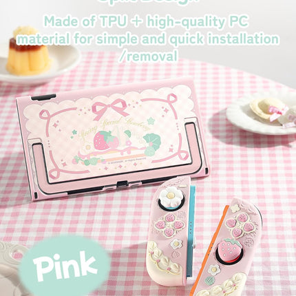 Strawberries with Cream Pink Silicone Protective Case with Thumb Grip Caps