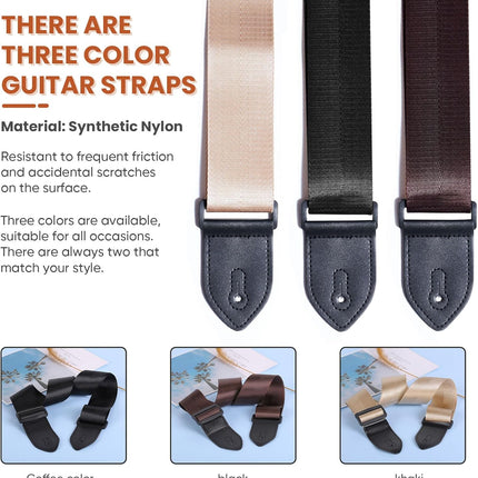 Guitar Strap 2 Pack - Adjustable Nylon Straps for Acoustic, Electric, and Bass