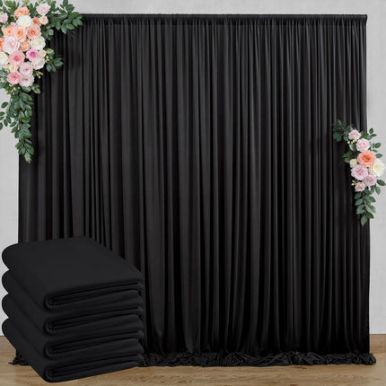 20 ft x 10 ft Wrinkle Free Black Backdrop Curtain Panels