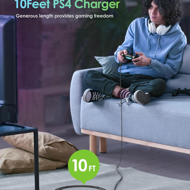 2 Pack 10ft Extra Long Micro USB 2.0 Cable, Nylon Braided Cord
