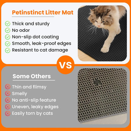 Black Double Layer Honeycomb Cat Litter Mat, 24 x 18 Inches