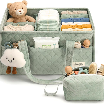 Baby Diaper Caddy Organizer and Portable Nursery Basket