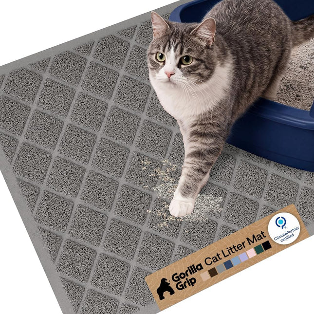 Cat Litter Box Mat, Cushioned Coil Mesh, 24 x 17 in, Gray