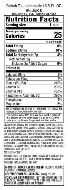 Rehab Tea + Lemonade Energy Drink, 15.5 Ounce