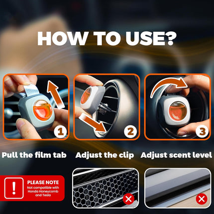 Air Freshener Clip, 6 Vent Clips, 4ml Each, Long Lasting for Car