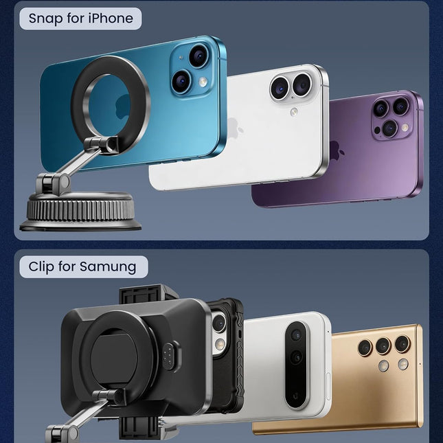360 Universal Suction Car Phone Mount with Magnetic Clip