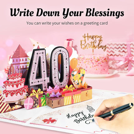 Pink Jumbo Pop-Up 40th Birthday Card for Women