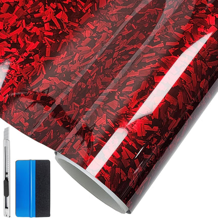 Forged Gloss Carbon Fiber Red Vinyl Wrap Roll - Red, 1 ft x 3.5 ft