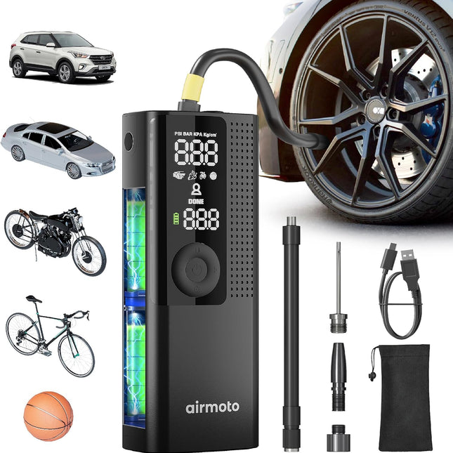 Portable Cordless Tire Inflator Air Compressor with Digital Gauge and LED Light