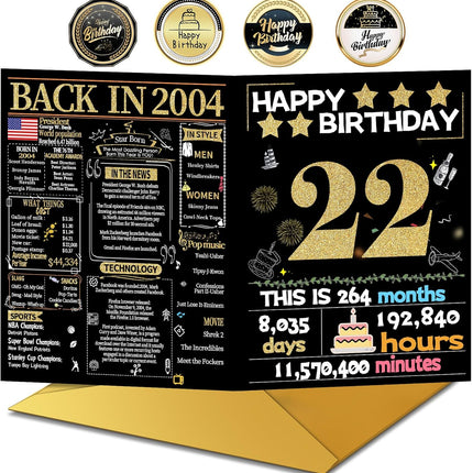22nd Birthday Card with Envelope - Back in 2004