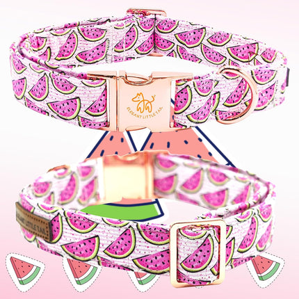 Watermelon Print Adjustable Dog Collar with Flower for X-Small Dogs