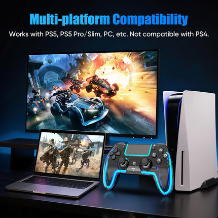 Wireless Hall Effect Game Controller with LED Lighting