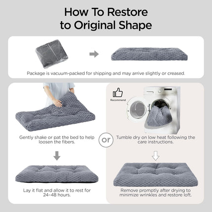 Washable Grey Dog Crate Bed, 35" x 23" x 3.5"