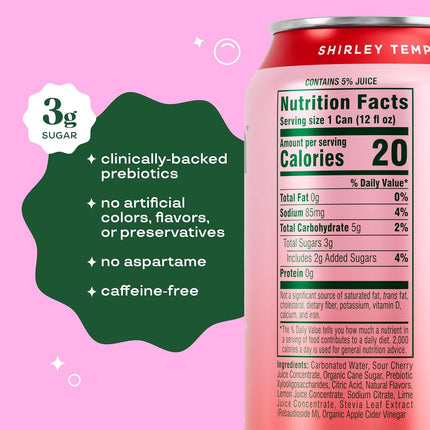 Shirley Temple Prebiotic Soda 12 Pack, 12 oz Cans