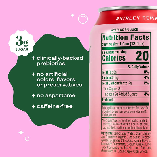 Shirley Temple Prebiotic Soda 12 Pack, 12 oz Cans