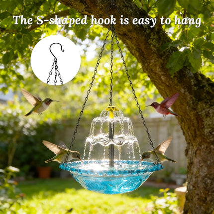 TerraBound TierraRumbo Hanging Solar Bird Bath Fountain, 2026 New Solar Powered Cascading — Outdoor & Adventure