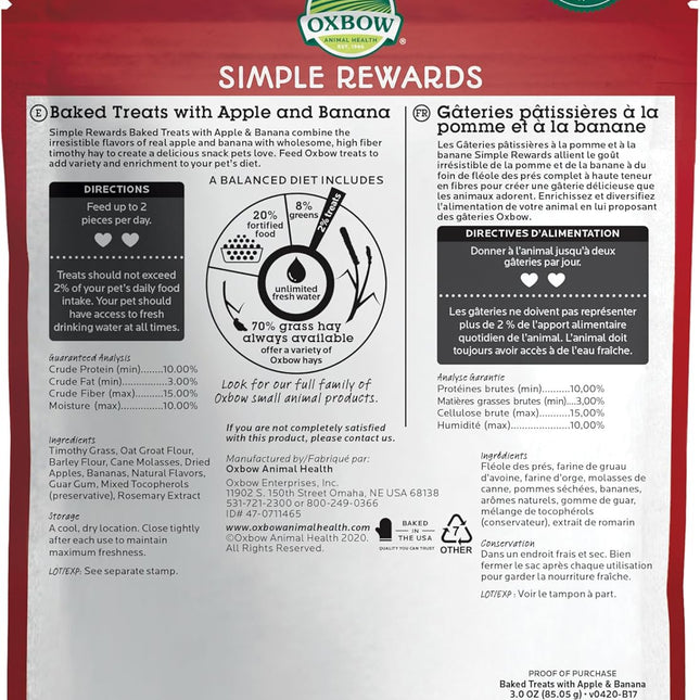 Oxbow Simple Rewards Apple Banana Treats, Timothy Hay Guinea Pig & Bunny Treats — Pet Supplies