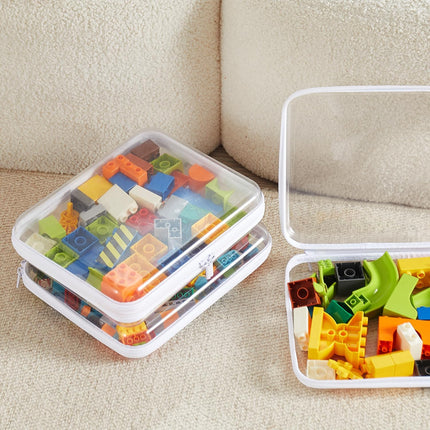 4-Piece Medium Clear Hard Shell Zipper Pouch Set