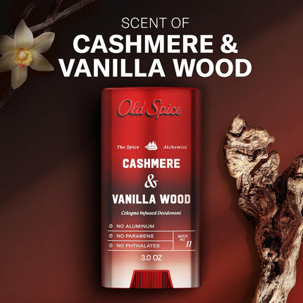 Aluminum Free Men's Deodorant, Cashmere + Vanilla Wood Scent, 3.0 oz