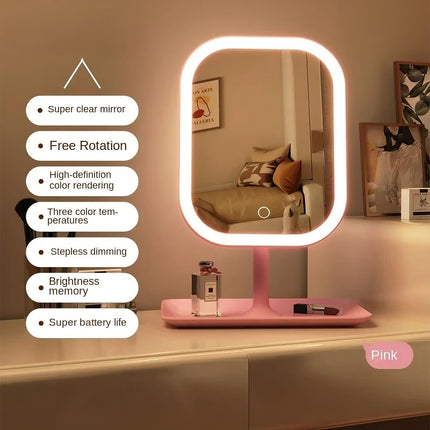 USA-CALI LumiGlow LED Makeup Mirror full product view on white background