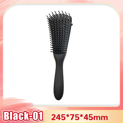 Hair detangling brush with cushion base reducing hair pulling and damage