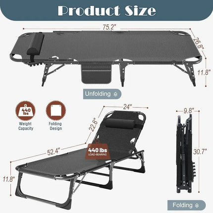 3 in 1 folding camping bed folded flat showing space-saving storage dimensions
