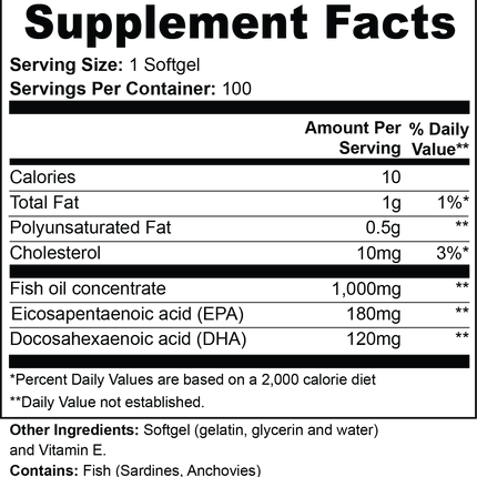 USA CALI Omega-3 EPA 180mg DHA 120mg softgel capsules product image