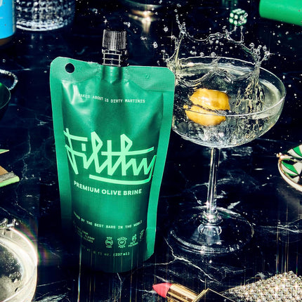Premium Olive Brine Cocktail Mixer for Dirty Martinis, 8 oz Pouch, 2 Pack