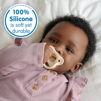 HappyPaci 100% Silicone Baby Pacifier, 0-6m, 3-Pack