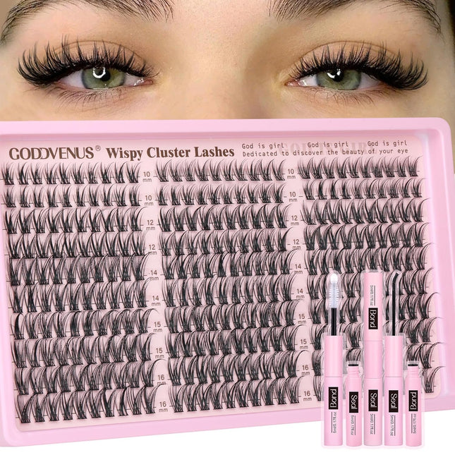 Wispy Lash Clusters Kit, 300-Piece C Curl DIY Extensions, 10-16mm
