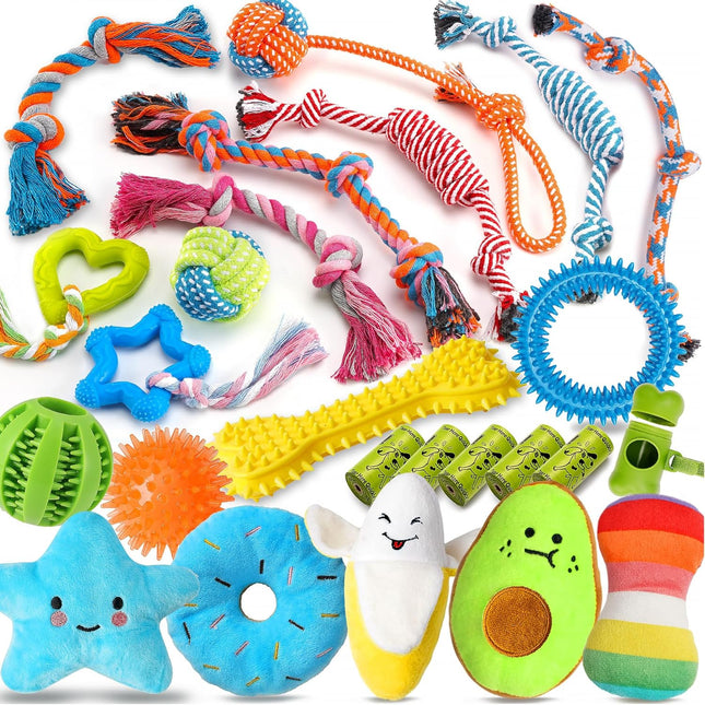 Zeaxuie 25 Pack Dog Chew Toys - full set overview