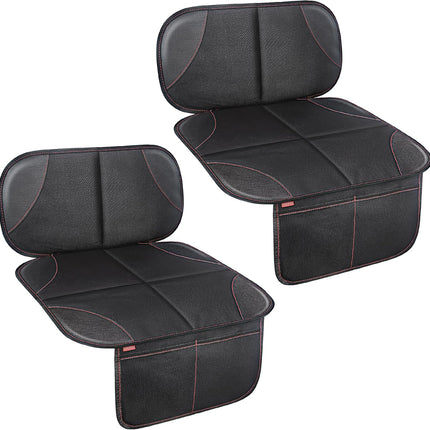 Car Seat Protector for Kids, Anti-Slip Thick Padding, 2 Storage Pockets, Universal Fit, Black 2 Pack