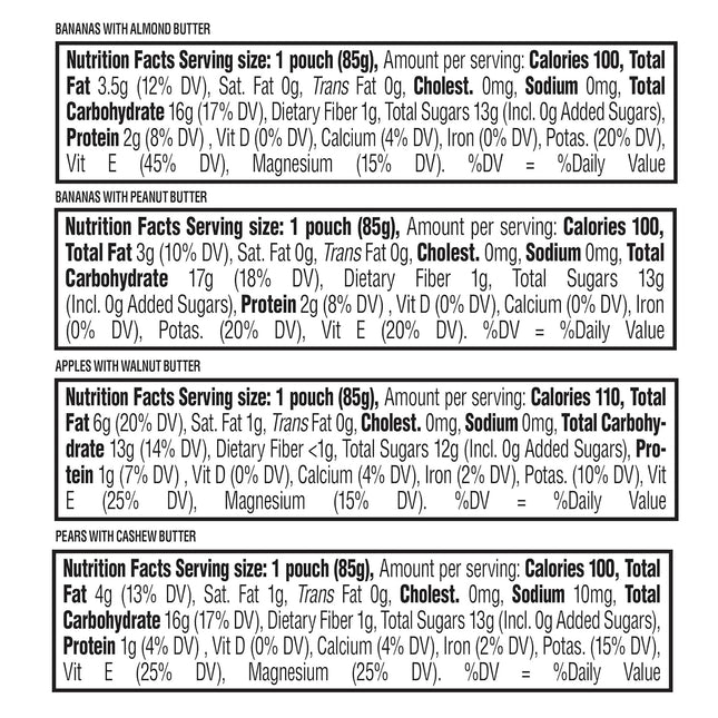 Nutty Blends Stage 2 Fruit & Nut Butter Puree Pouches, 6+ Months, 8 Variety Count