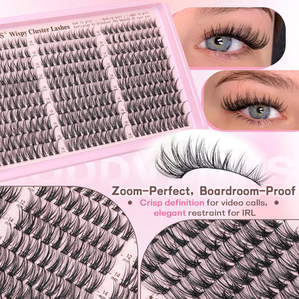 Wispy Lash Clusters Kit, 300-Piece C Curl DIY Extensions, 10-16mm