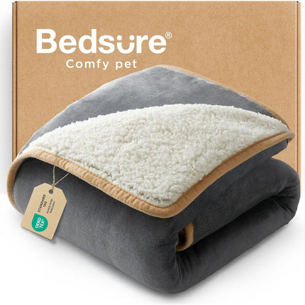 Waterproof Reversible Sherpa Fleece Pet Blanket, Grey 25 x 35 in
