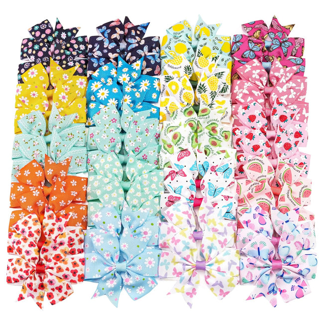 40-Piece 3 Inch Grosgrain Ribbon Pinwheel Hair Bow Alligator Clips