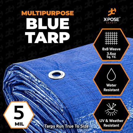 Better Blue Poly Tarp - 5' x 7' Multipurpose Waterproof Protective Cover