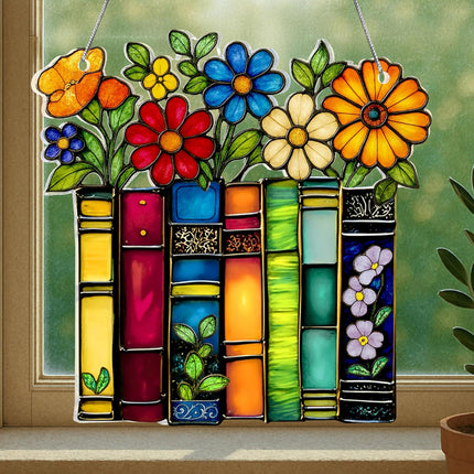 Book Lovers Faux Stained Glass Hanging Ornament