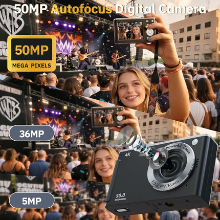 4K Compact Digital Camera with Autofocus, 16X Zoom and 32GB Card