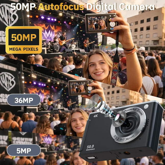 4K Compact Digital Camera with Autofocus, 16X Zoom and 32GB Card