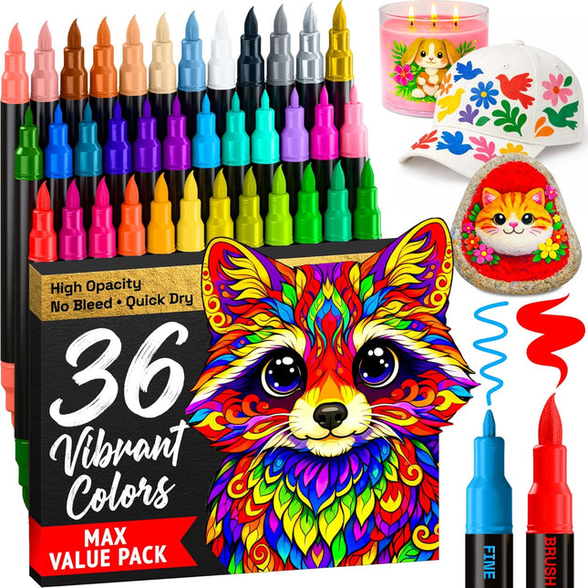 36 Acrylic Paint Markers for Drawing and Crafts