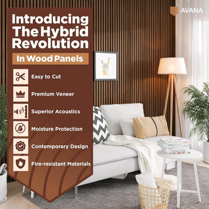 AuraHaus CasaAura Avana Acoustic Wood Wall Panels – 93.2x11.25 Inch Panels — Home Decor & Ambiance